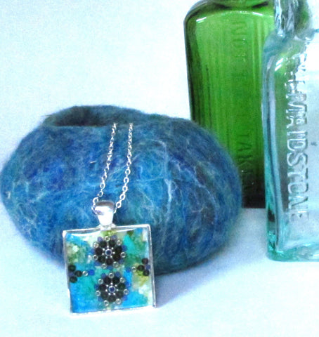 Marine - silver plated pendant and necklace