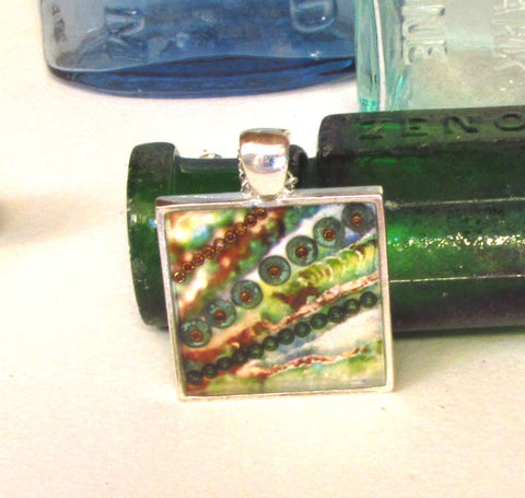 silver plated resin pendant